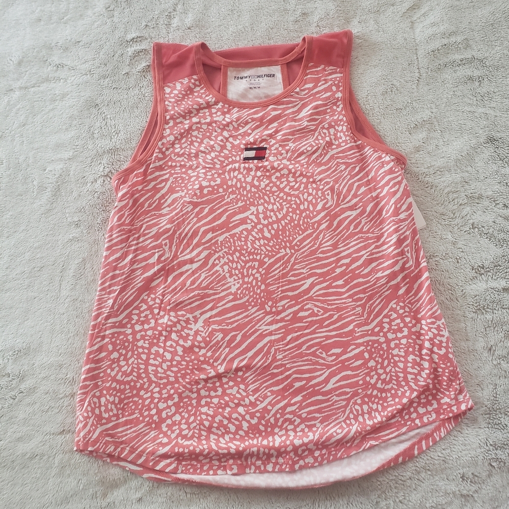 Tommy Hilfiger Pink and White Sleeveless Top